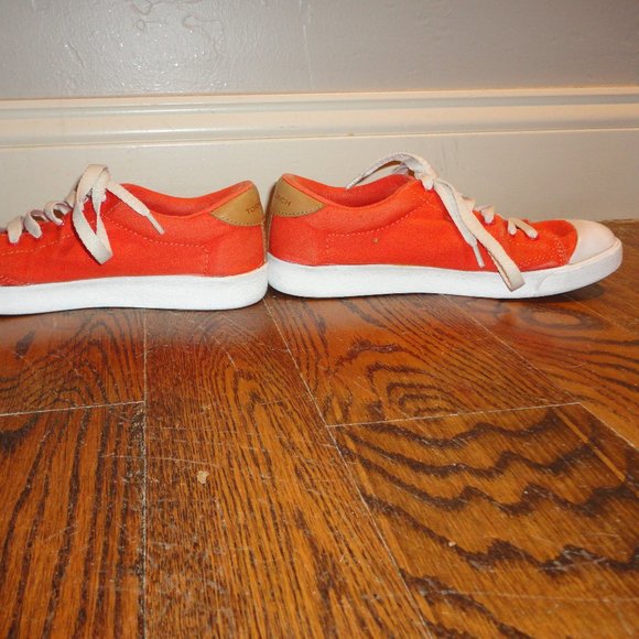 TORY BURCH Women's Orange & White Textile & Leather Sneakers Shoes Size 7M - Picture 6 of 11